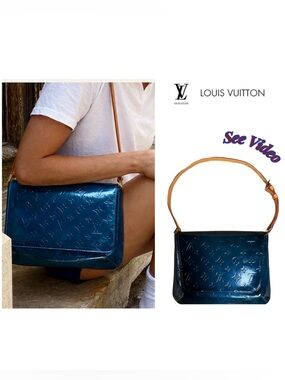 🐲 Louis Vuitton LV Thompson St Vernis Patent Leather Messenger Vert Bronze w/COA